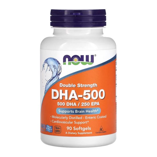 NOW Foods Supplements, DHA-500 with 250 EPA, Molecularly Distilled, Supports Brain Health*, 180 Softgels
