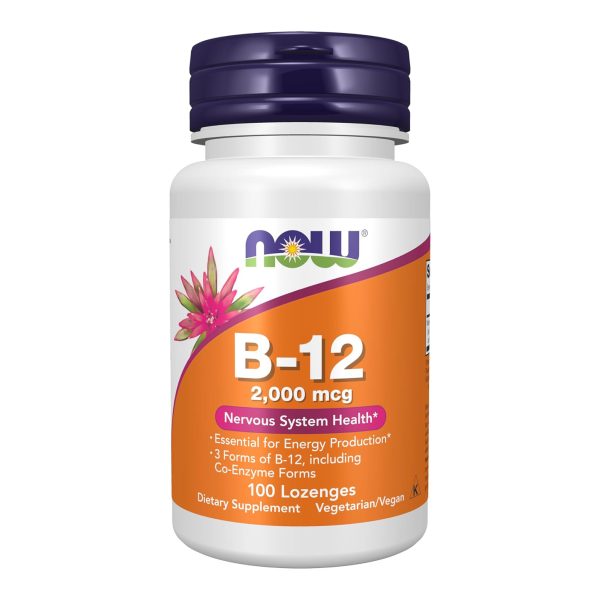 NOW Foods Supplements, B-12 2,000 mcg, Energy Production*, Nervous System Health*, 100 Lozenges