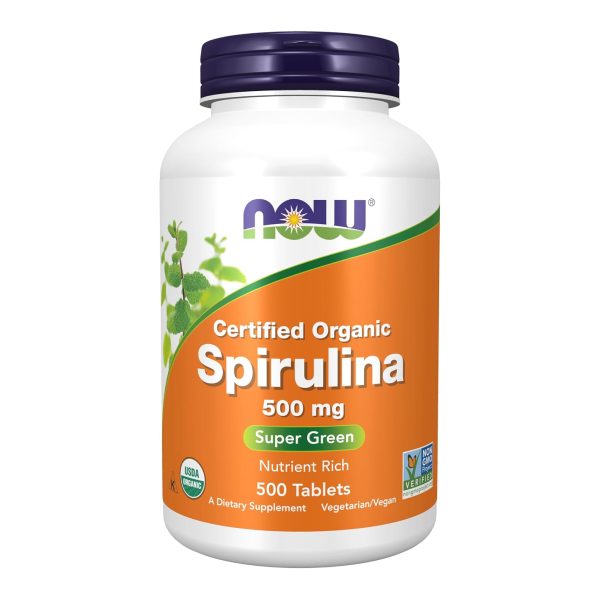 NOW Foods Supplements, Organic Spirulina 500 mg with Vitamins, Minerals and GLA (Gamma-Linolenic Acid), 500 Tablets