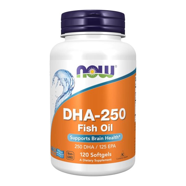 NOW Foods Supplements, DHA-250 with 125 EPA, Molecularly Distilled, Supports Brain Health*, 120 Softgels