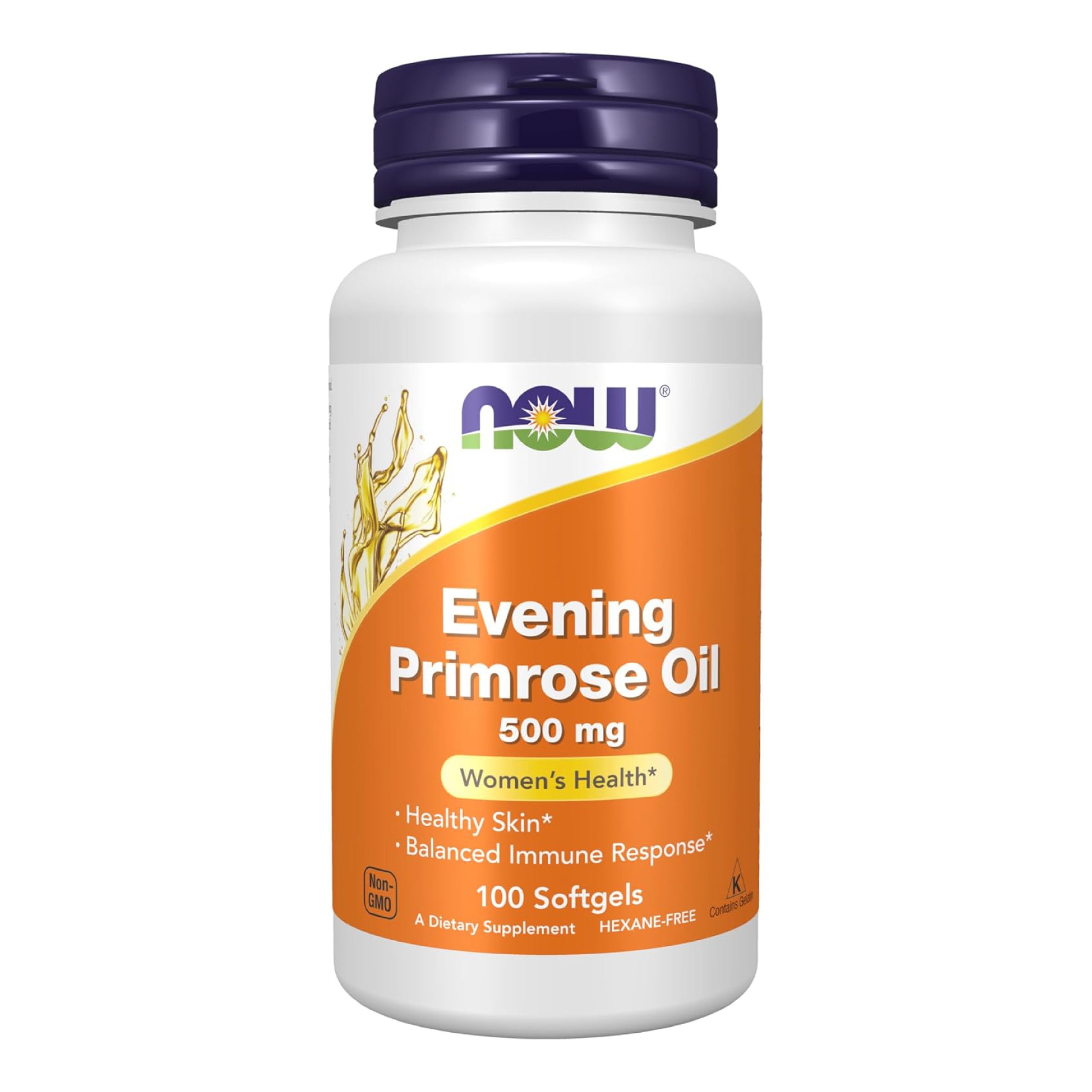 Web 8-01 NOW Foods Supplements, Evening Primrose Oil 500 mg with Naturally Occurring GLA (Gamma-Linolenic Acid), 100 Softgels - Image 1