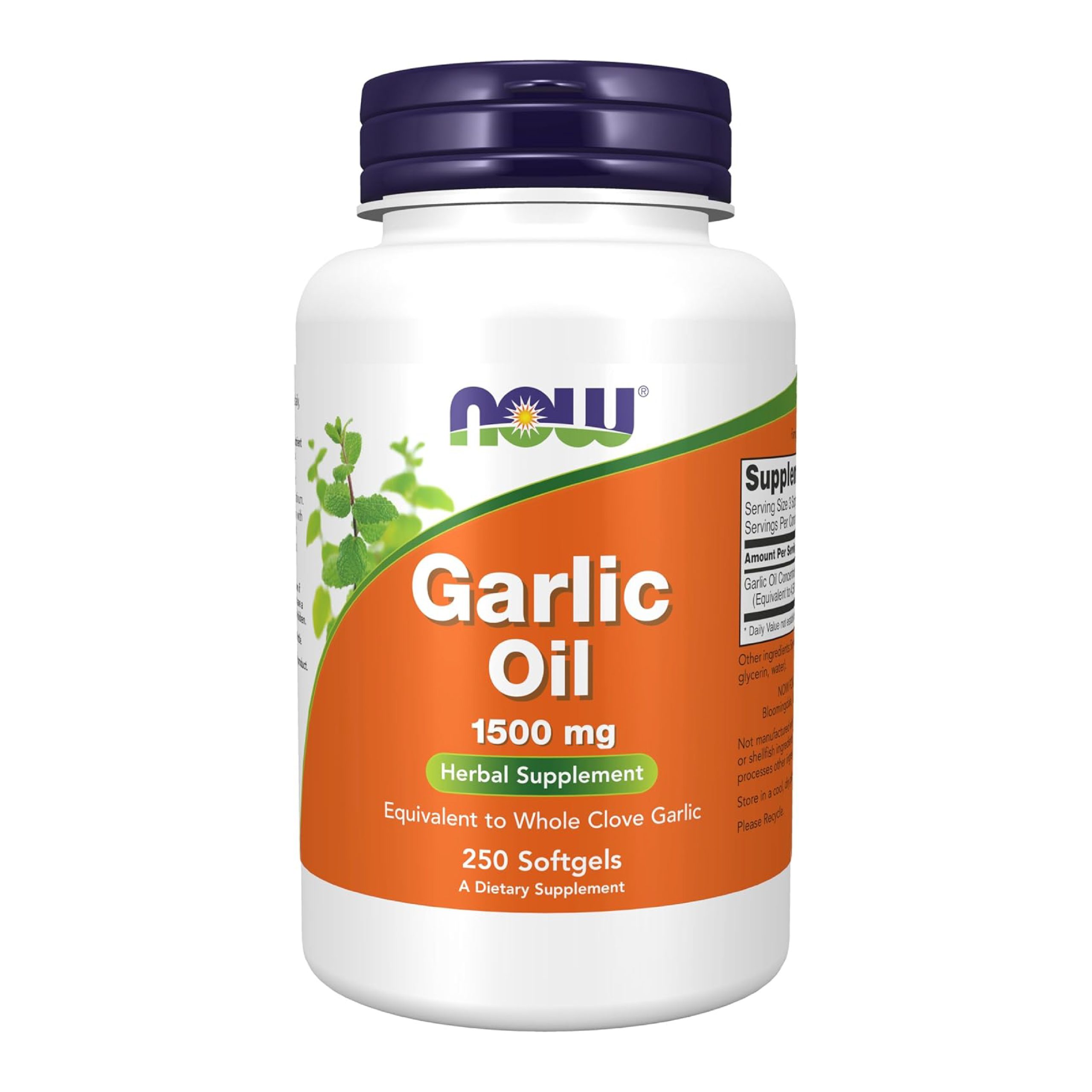 Web 9-01 NOW Foods Supplements, Garlic Oil 1500 mg, Serving Size Equivalent to Whole Clove Garlic, 250 Softgels - Image 1