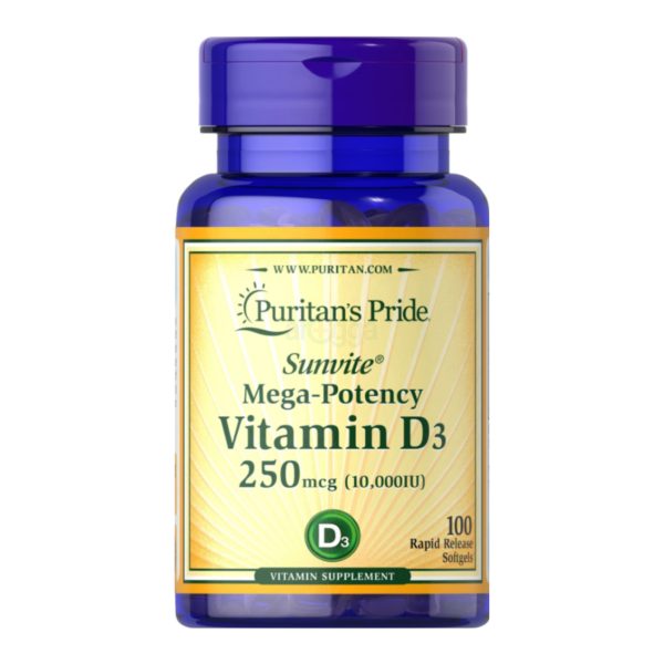Puritan's Pride Vitamin D3 - 250mcg (10,000 IU) - 100 Softgels