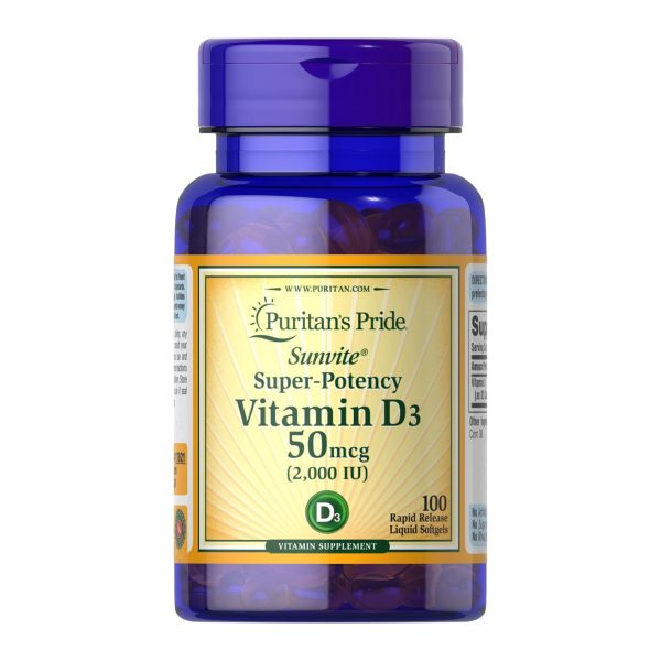 Puritan's Pride Vitamin D3 - 50mcg (2,000 IU) - 100 Softgels