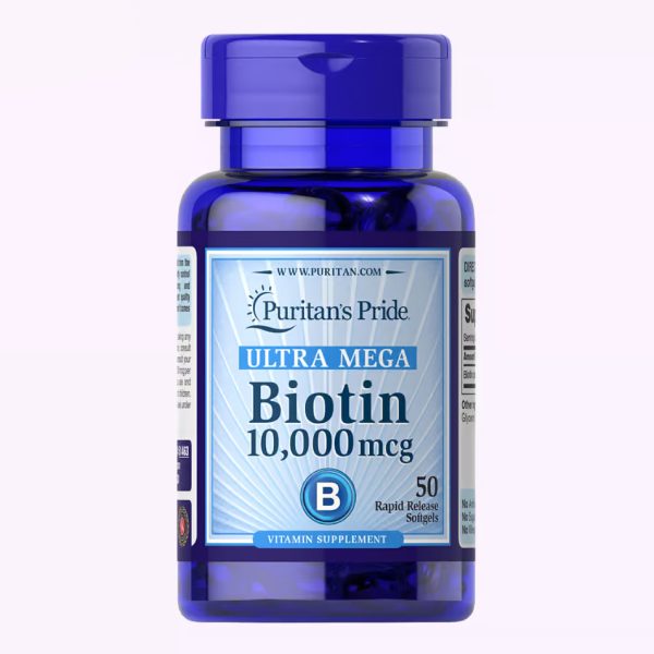 Puritans Pride Biotin - 10,000mcg - 50 Softgels