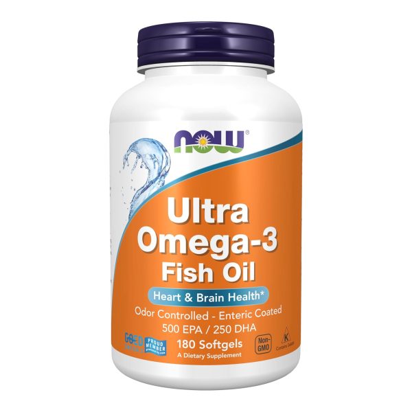 NOW Foods Supplements, Ultra Omega-3 Molecularly Distilled and Enteric Coated, 180 Softgels