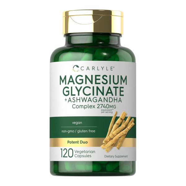 Carlyle Magnesium Glycinate + Ashwagandha Complex - 2,740mg - 120 Veg Caps