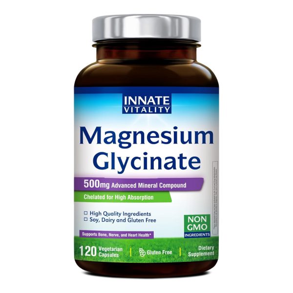 Innate Vitality Magnesium Glycinate 500mg per Caps, 120 Veggie Caps